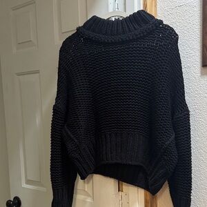 Free People Black Cowl Neck Sweater